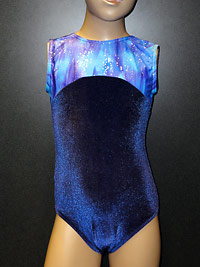 Navy sleeveless leotard for gymnastics, disco and dance.