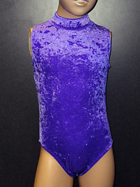 Plain sleeveless crushed velvet or crushed velour leotard for gymnastics, disco and dance.