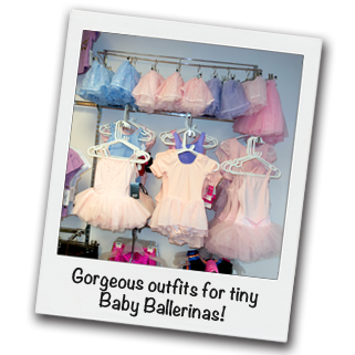 Baby Ballet costumes for Baby Ballet dance classes or dressing-up with baby pink tutus and sparkly dresses are a real favourite for customers at Dancers Boutique.