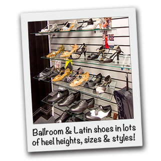 Ballroom, Latin and Salsa shoes for dance classes and experience dancers for men and women, with many heel heights and colours to choose from at Dancers Boutique.