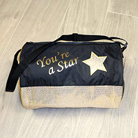 Black with Gold Sequins duffle dance bag featuring 'You're a Star' writing.