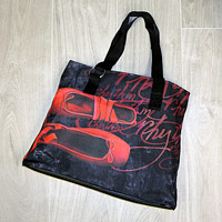 Shopper style shoulder Dance Bag with a red pointe shoe image design.
