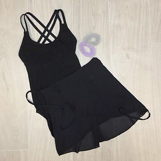 Black strappy leotard, leotard for older dancers, black ballet skirt, chiffon skirts, black cotton leotard.