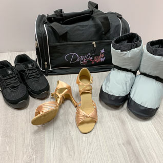 warm up booties, latin sandals, dance trainers, dance bags, bloch dance shoes.