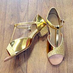 Childrens ballroom and latin shoe in gold.